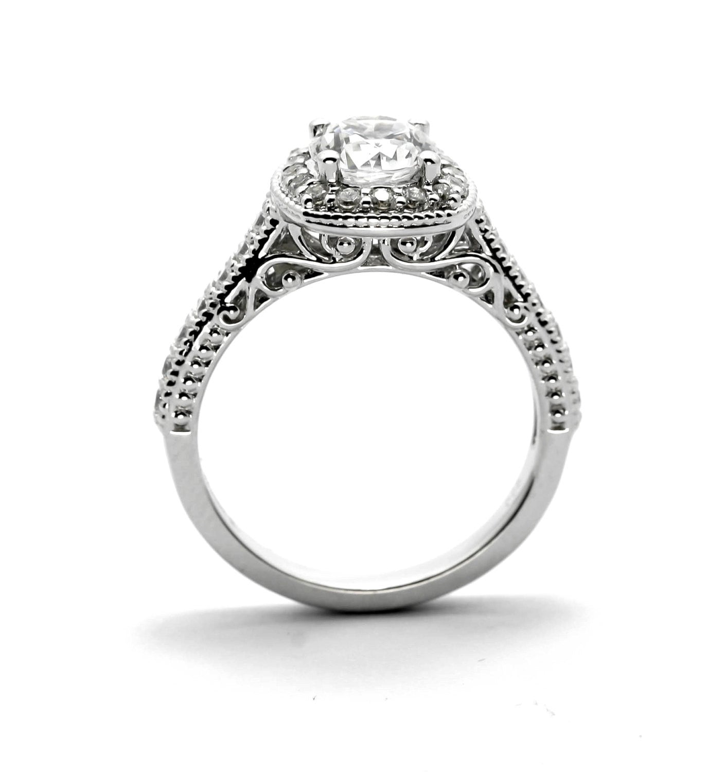 Square Halo Diamond Engagement Ring and Wedding Ring Set, Bridal Set
