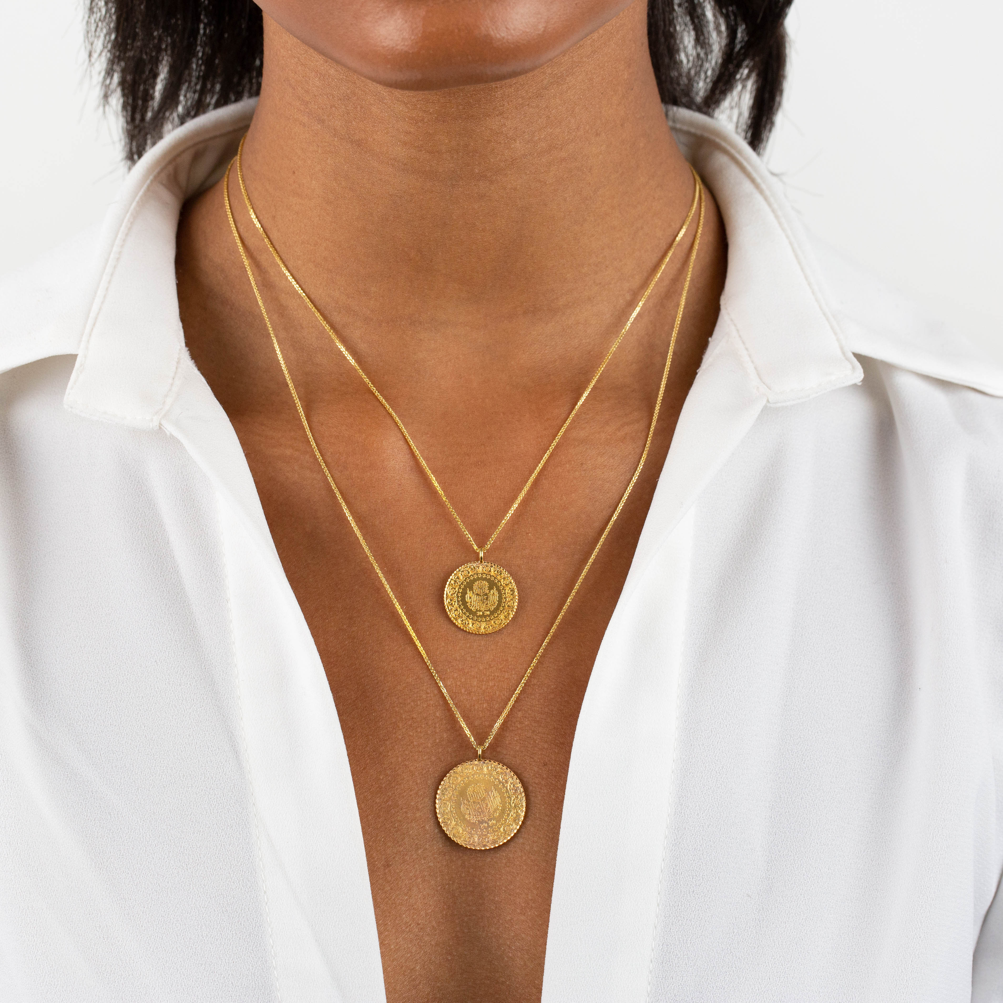 Vintage Coin Necklace 14K | Adina's Jewels