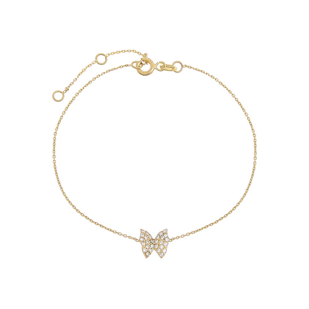 CZ Pav茅 Butterfly Bracelet 14K