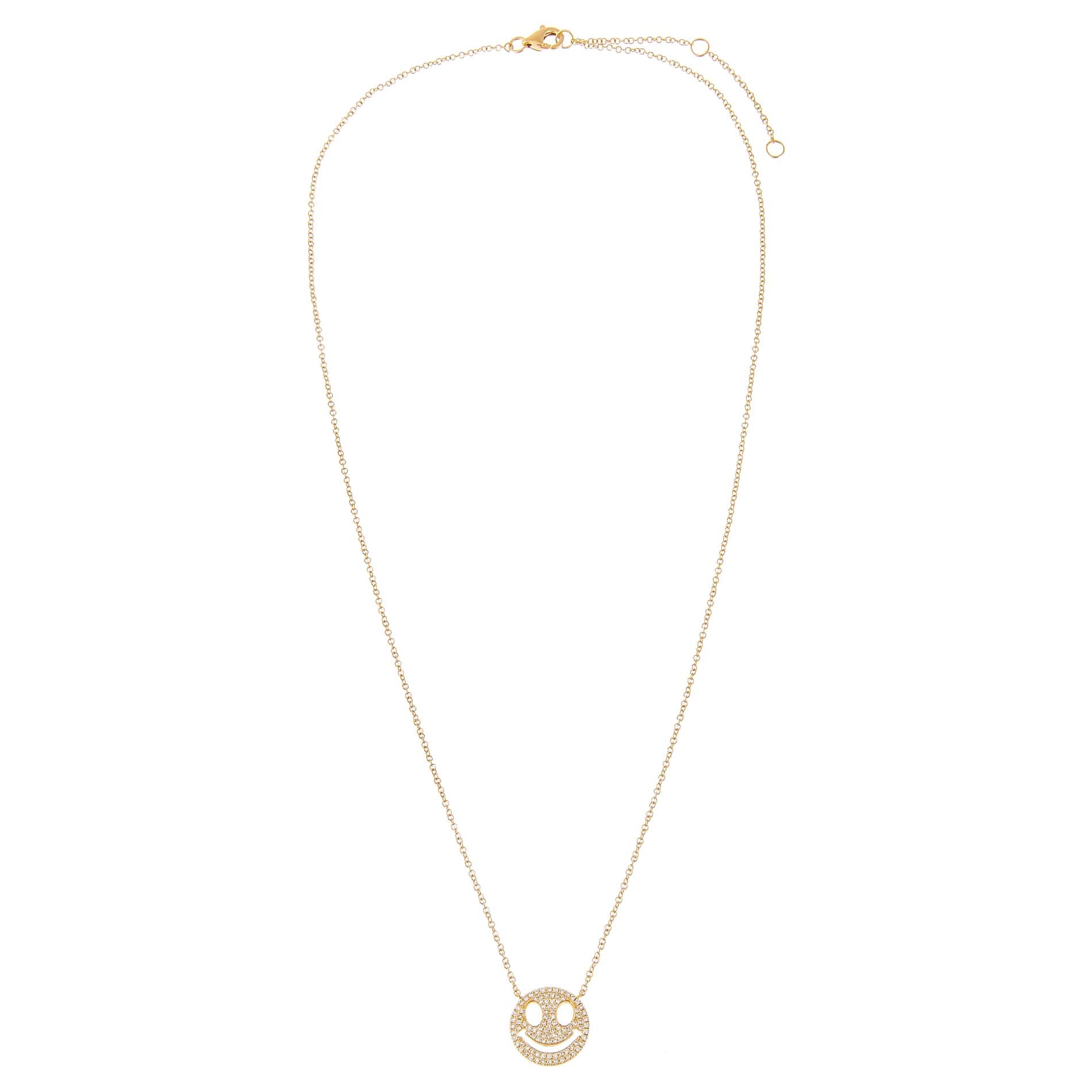 Pavé Diamond Smiley Face Necklace 14K | Adina Eden Jewels