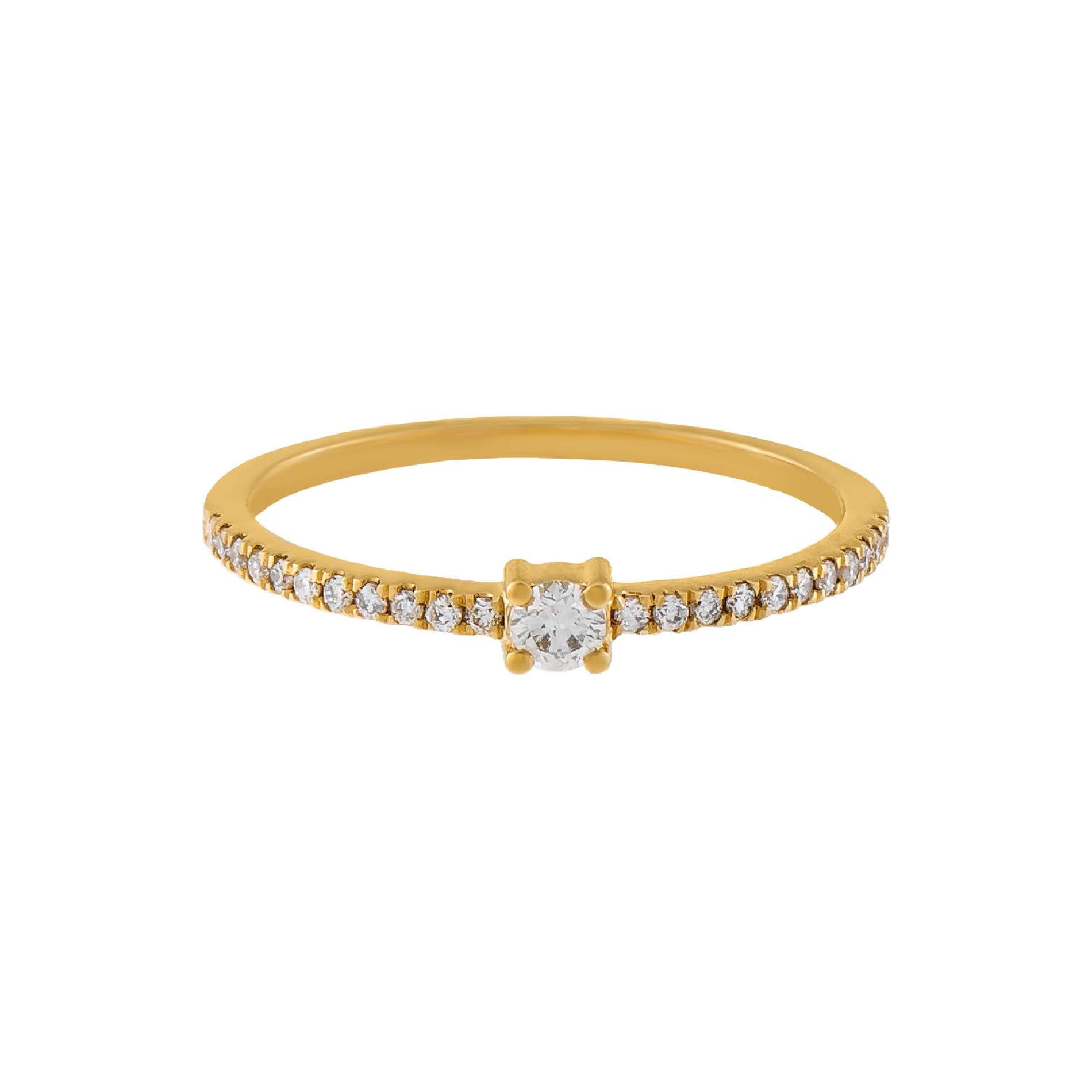 Pav  Diamond Solitaire Band 14K