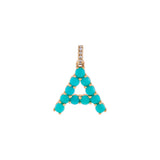 Turquoise Turquoise Initial Charm 14K - Adina's Jewels