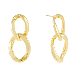 Gold Chunky Solid Link Stud Earring - Adina's Jewels