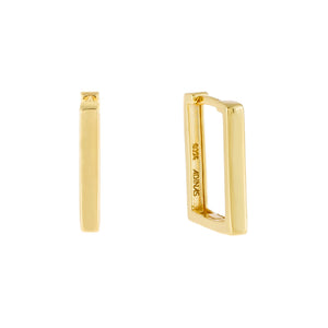 Gold Solid Rectangular Hoop Earring - Adina's Jewels