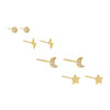 Gold Pavé/Solid Celestial Stud Earring Combo Set - Adina's Jewels