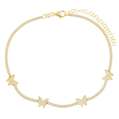 Pave Butterfly Chain Link Anklet Adina S Jewels