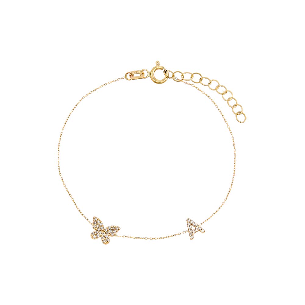 butterfly initial bracelet