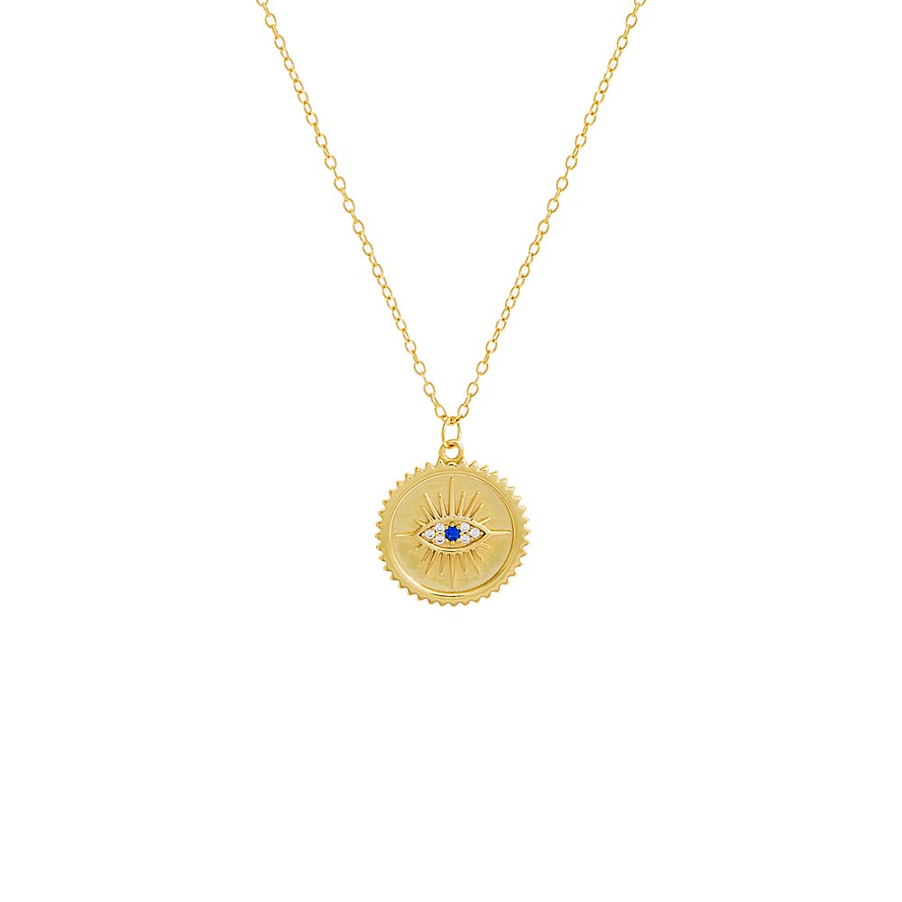 Evil Eye Medallion Pendant Necklace | Adina Eden | Reviews on Judge.me