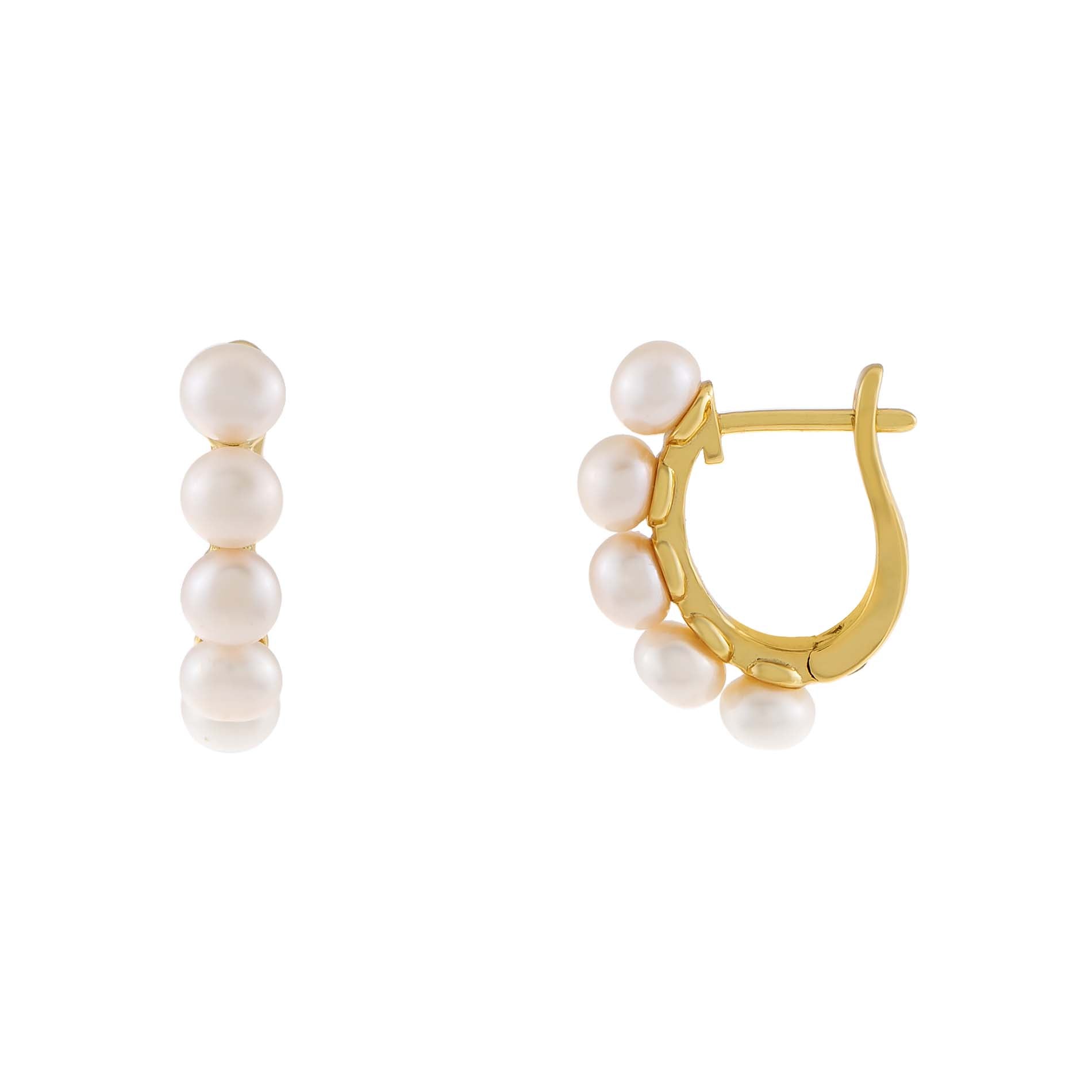 Thin Multi Pearl Huggie Earring