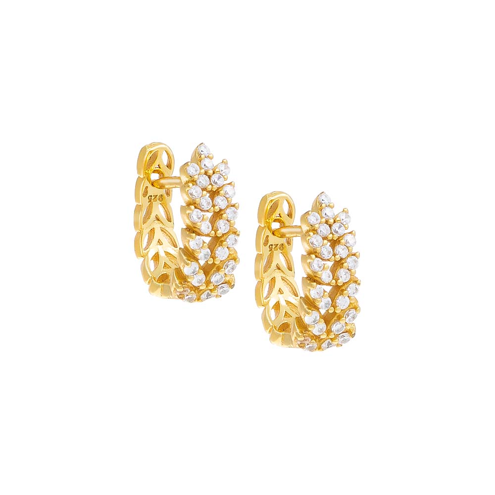 ADINA'S JEWELS | Pavé Leaf Huggie Earring