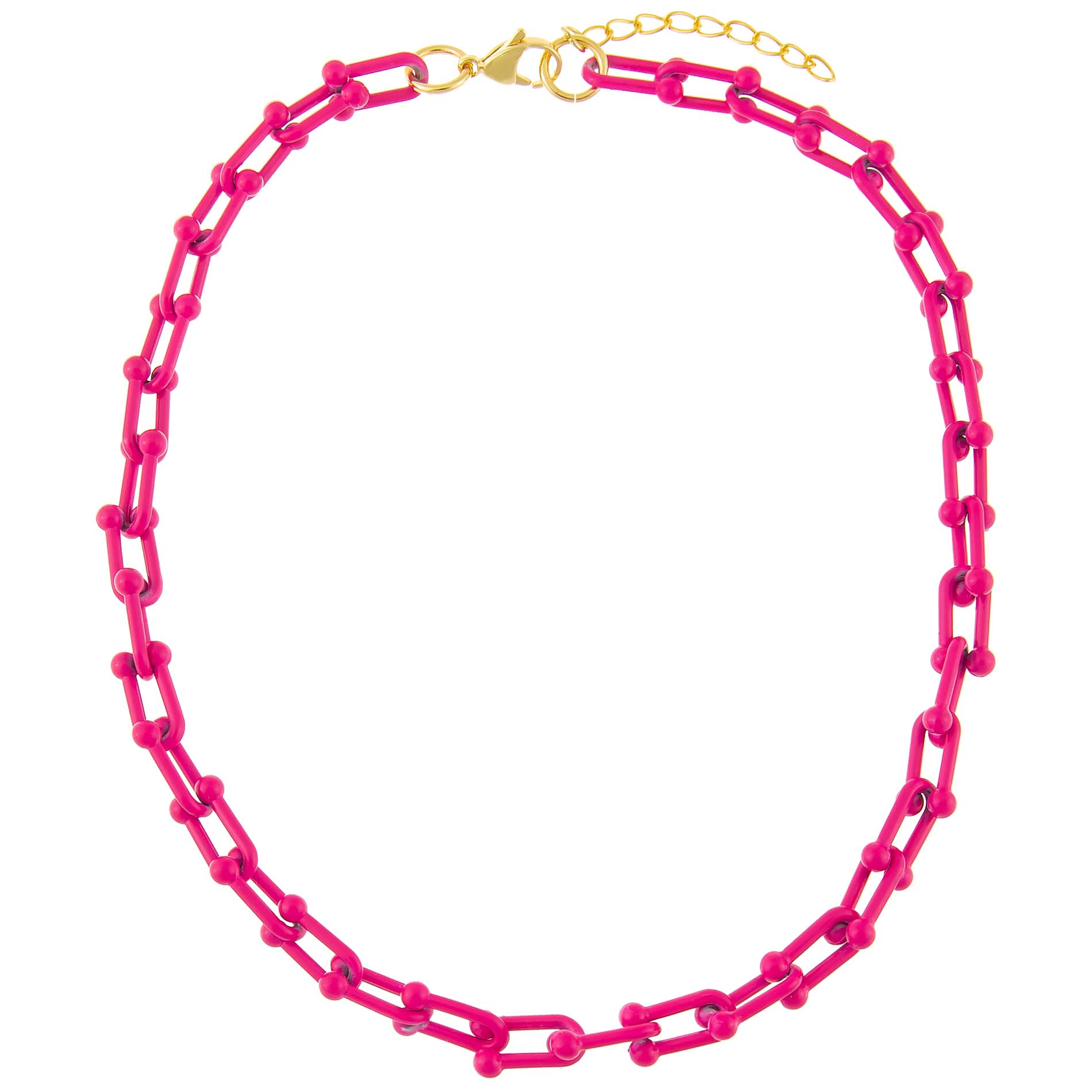 Pink Enamel U Chain Necklace