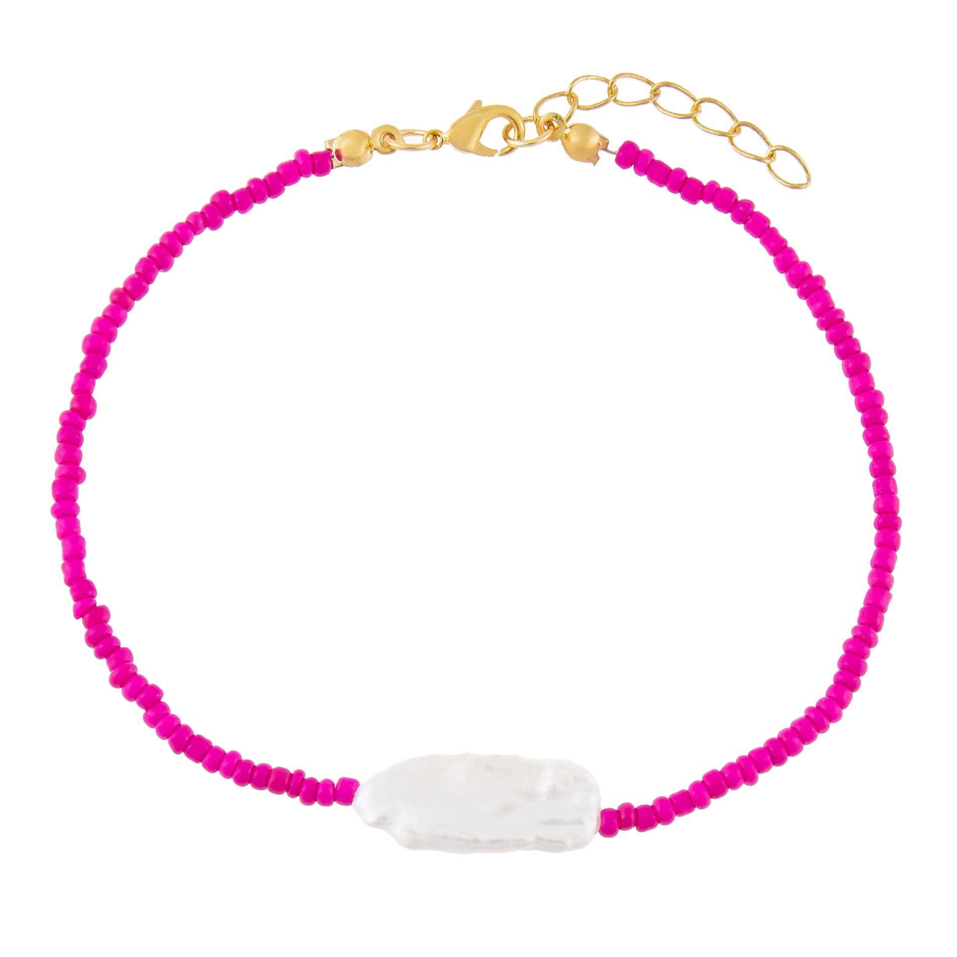 Pink Baroque Pearl Beaded Anklet