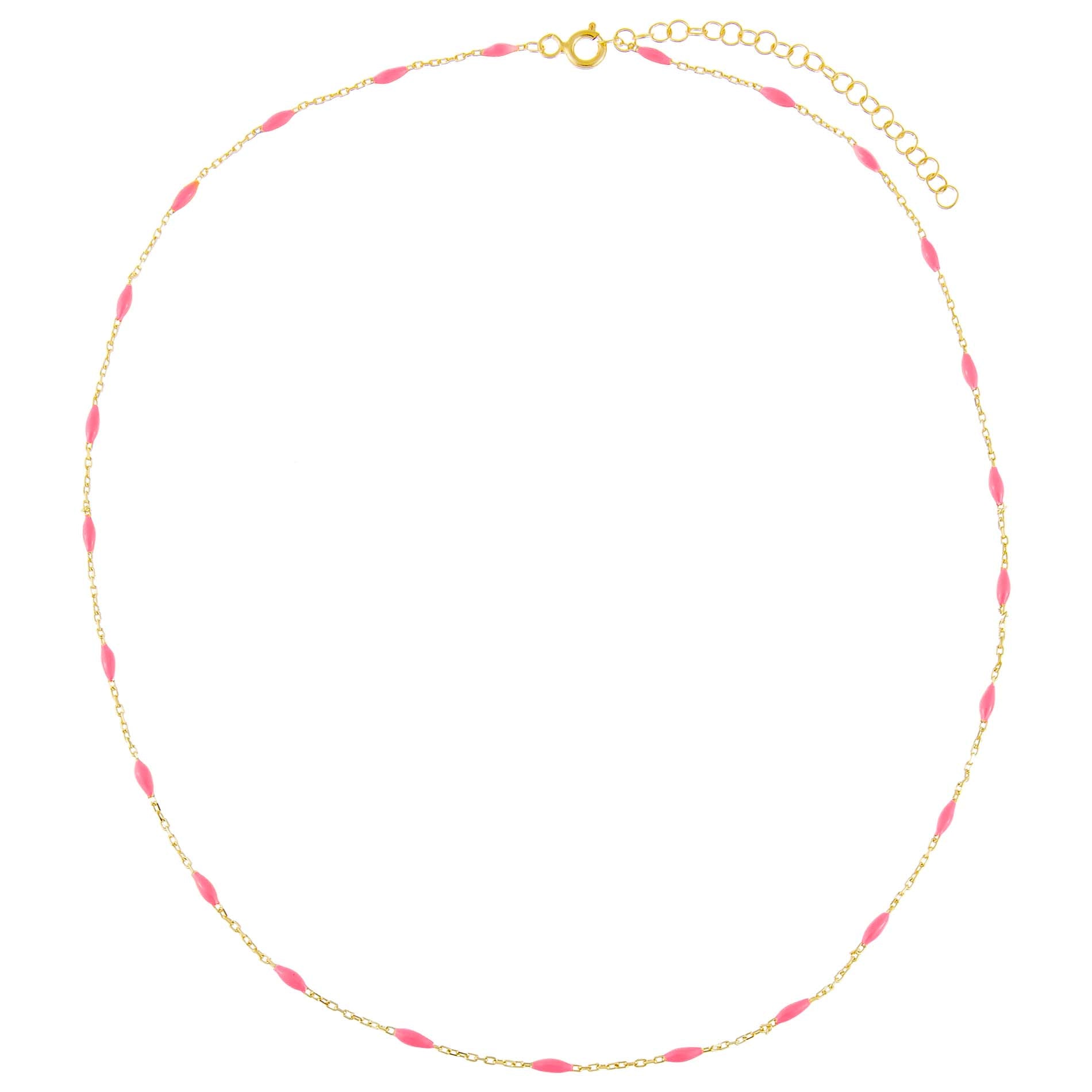 Neon Pink Enamel Bead Necklace