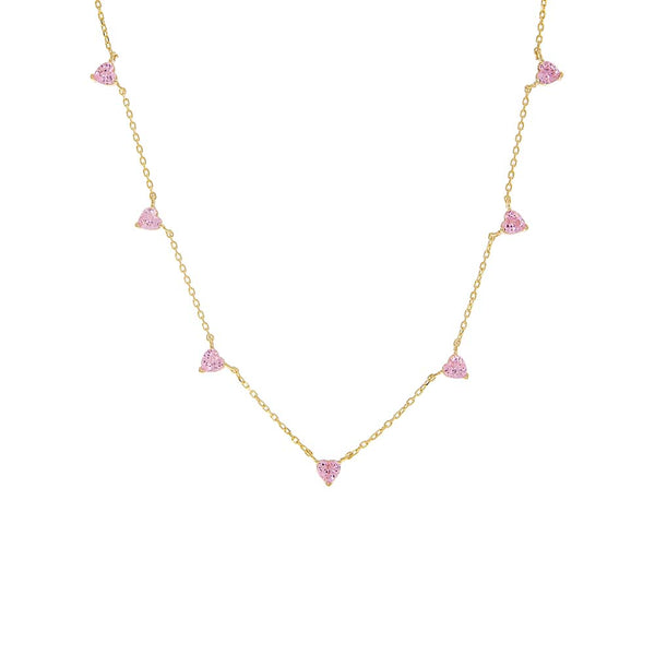 Dusty Pink Multi CZ Heart Necklace - Adina's Jewels