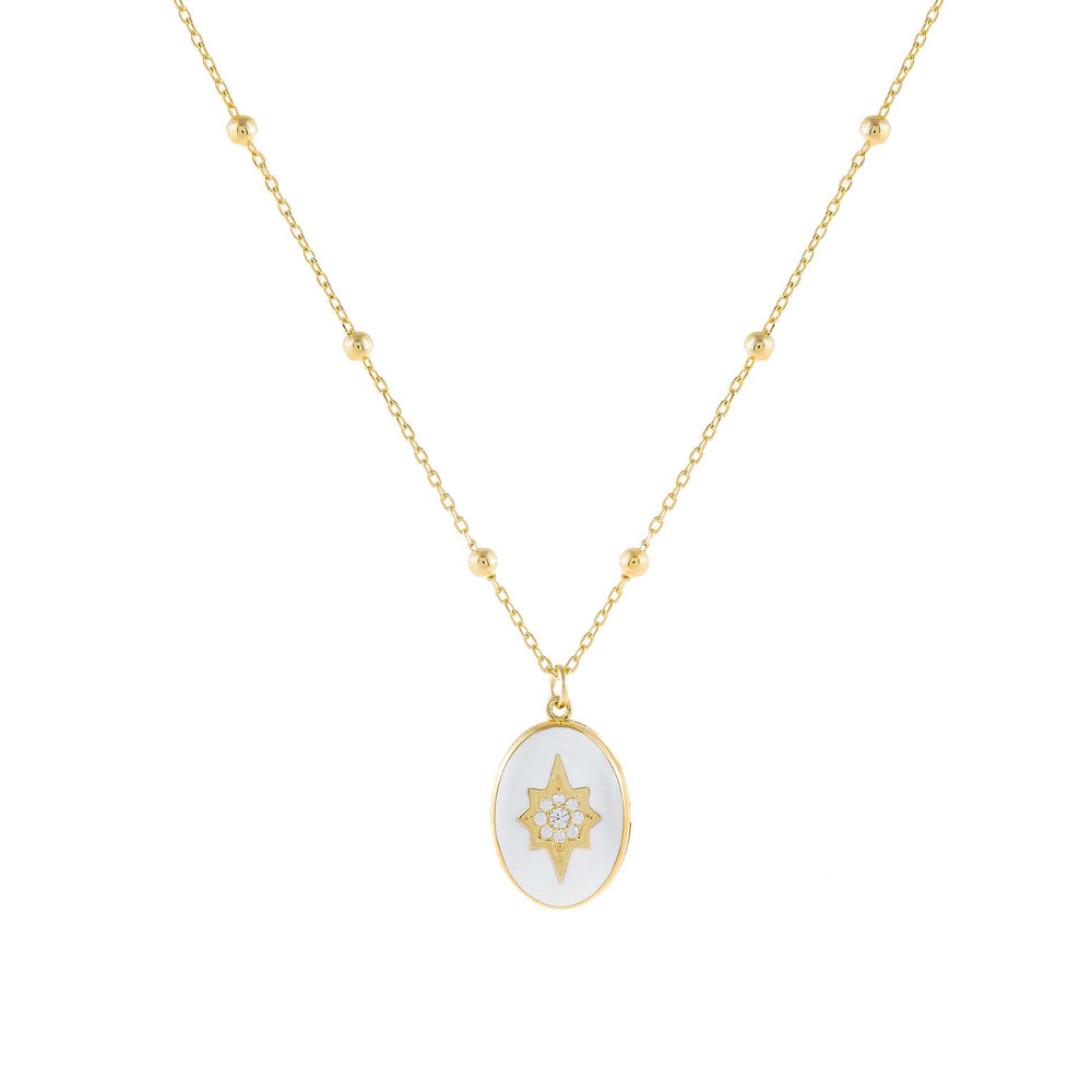 Enamel Starburst Locket Beaded Necklace | Adina's Jewels
