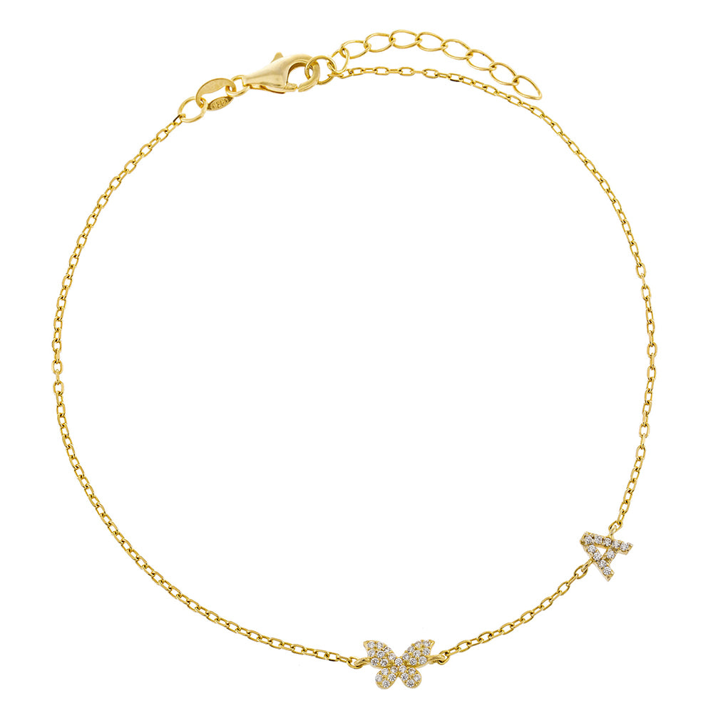 Double Diamond Initial Bracelet Affectio – aloé