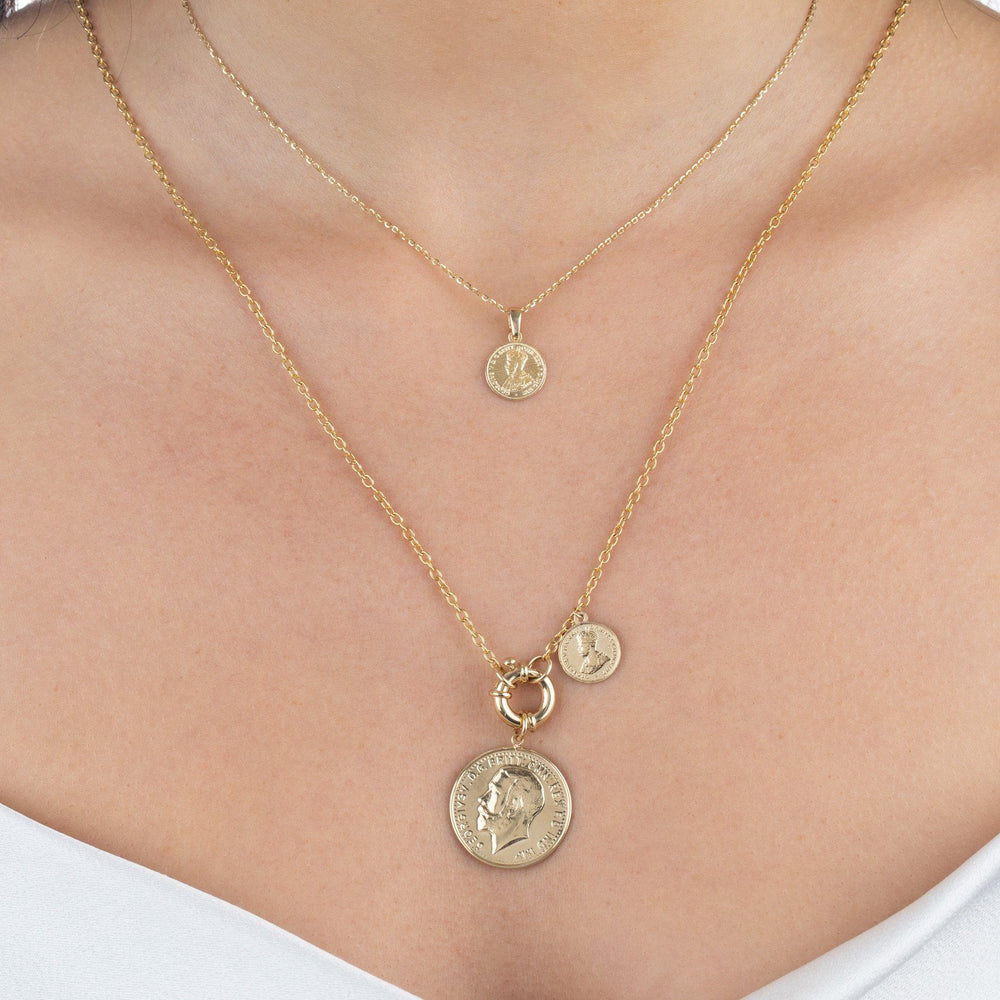 Vintage Double Coin Toggle Necklace 14K | Adina's Jewels