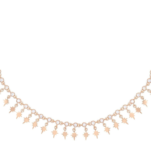 Rose Gold Starburst Bezel Choker - Adina's Jewels