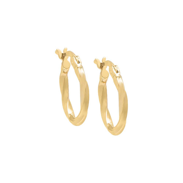 14K Gold Mini Twisted Huggie Earring 14K - Adina's Jewels