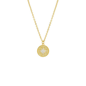 Gold Pave Starburst Medallion Necklace - Adina's Jewels