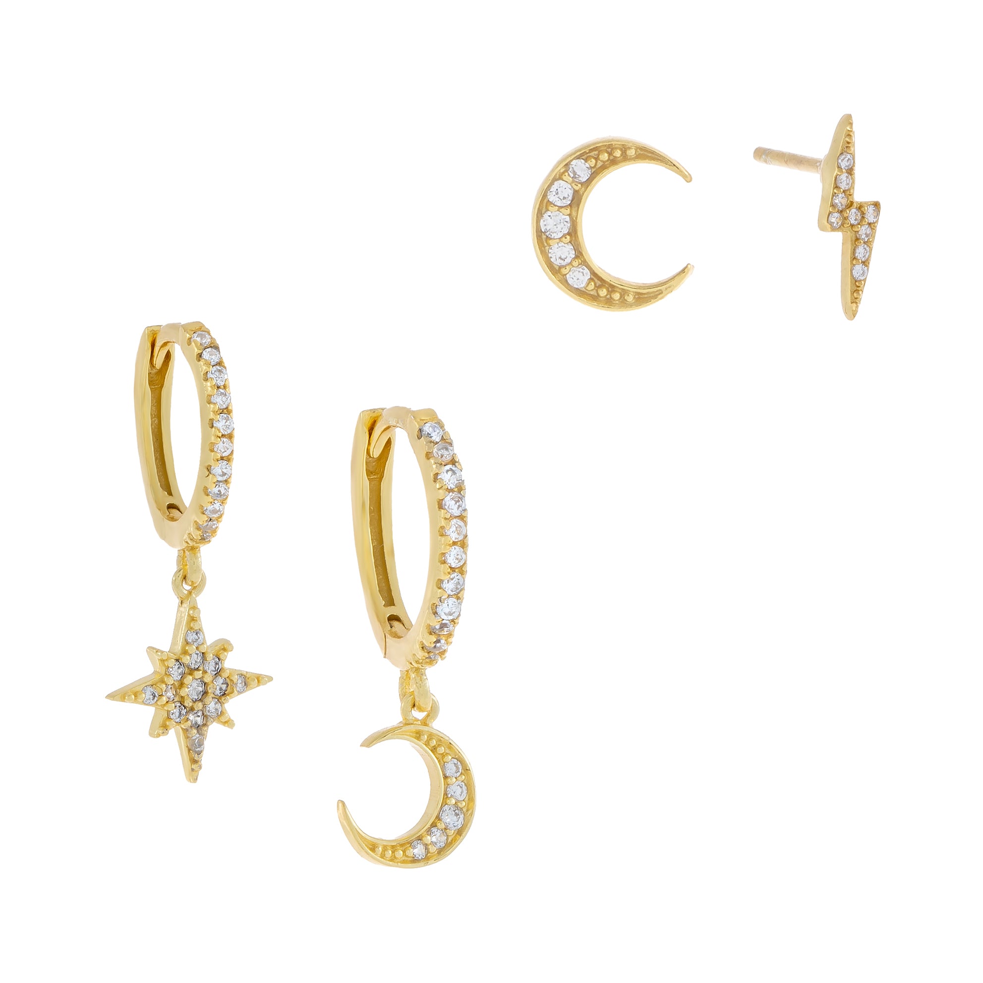 Pavé Celestial Mismatched Earring Combo Set – Adina's Jewels