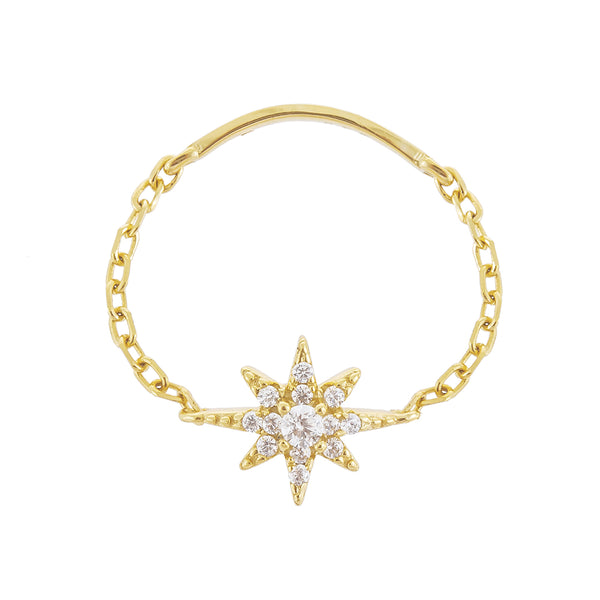 Pavé Starburst Chain Ring | Adina's Jewels