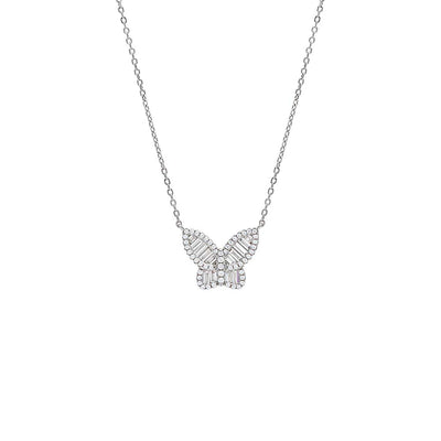 Small Pave X Baguette Butterfly Necklace | Adina Eden Jewels