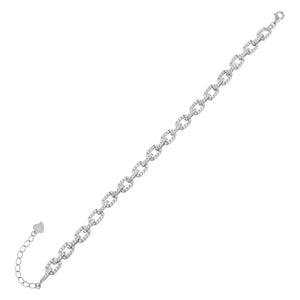 Silver Pavé Box Link Chain Bracelet - Adina's Jewels