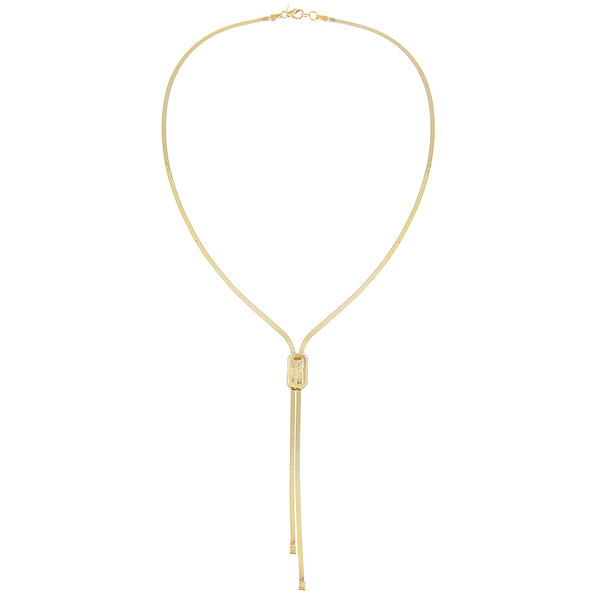 Thin Herringbone Lariat 14K | Adina Eden Jewels