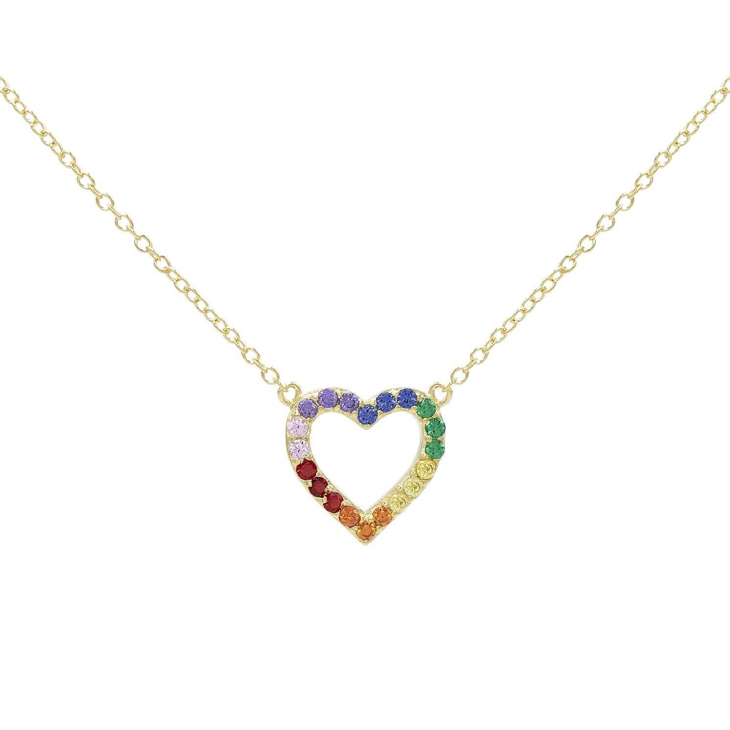 Rainbow Heart Pendant Necklace Adina S Jewels