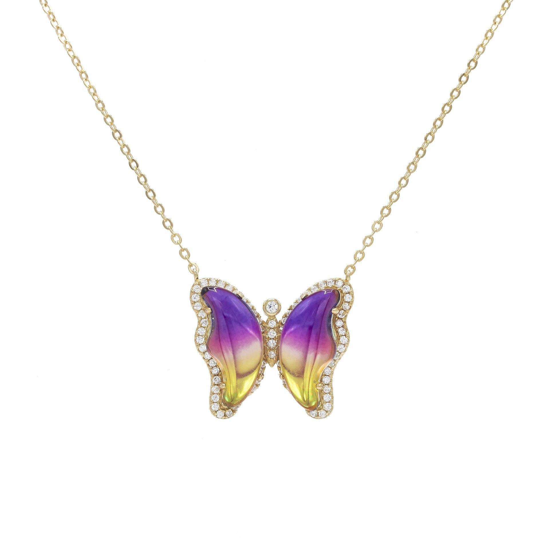 Gold Crystal Butterfly Necklace | Adina Eden Jewels