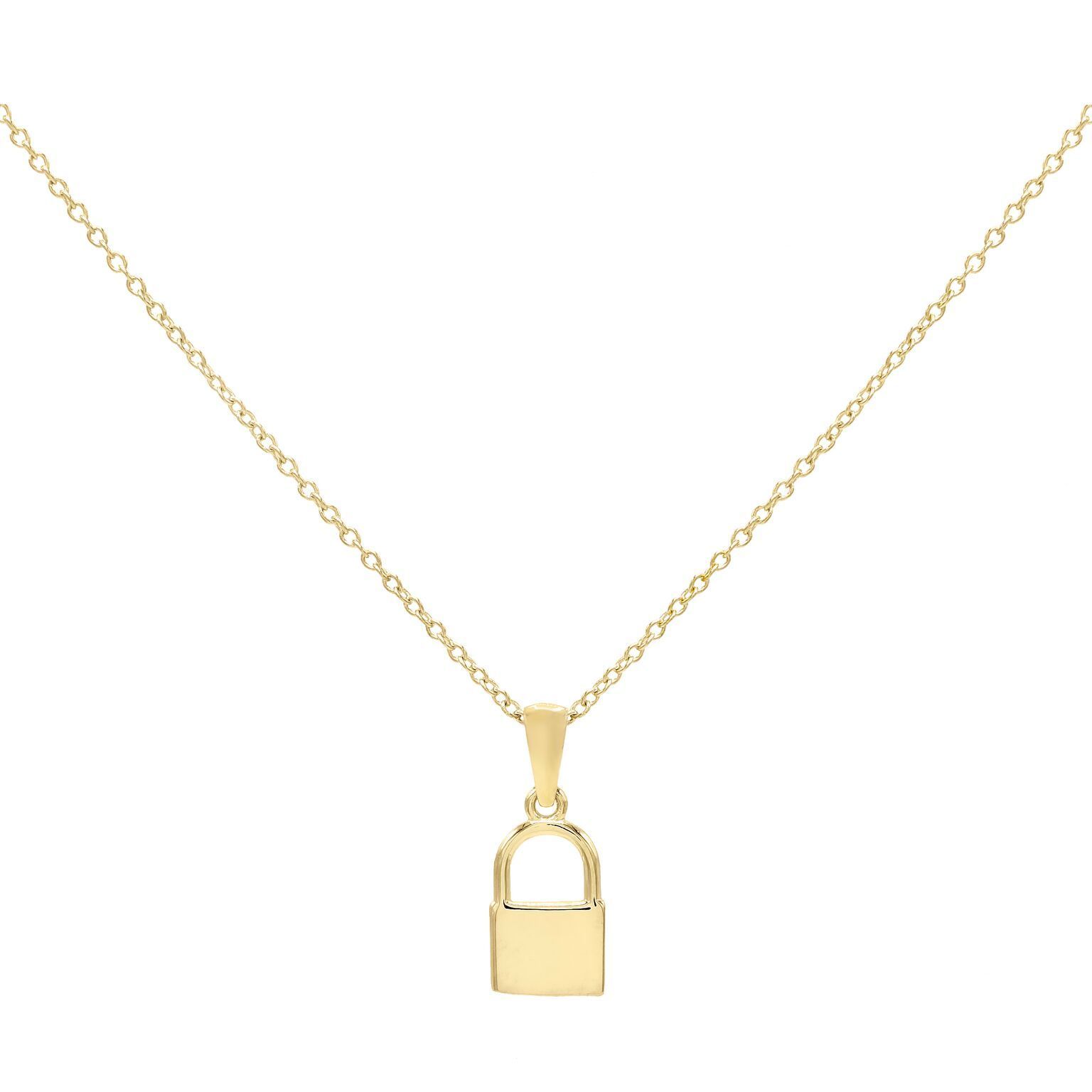 Gold Mini Lock Pendant Necklace | Adina 