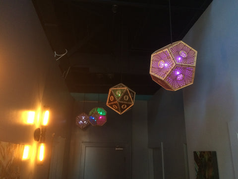 Lanterns hanging at Blackhammer Brewing