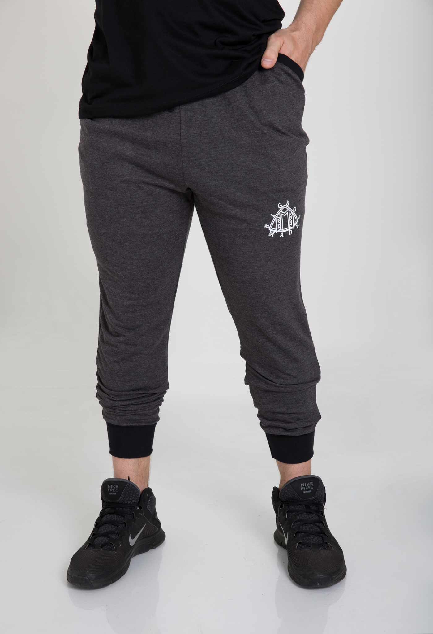 grey black joggers