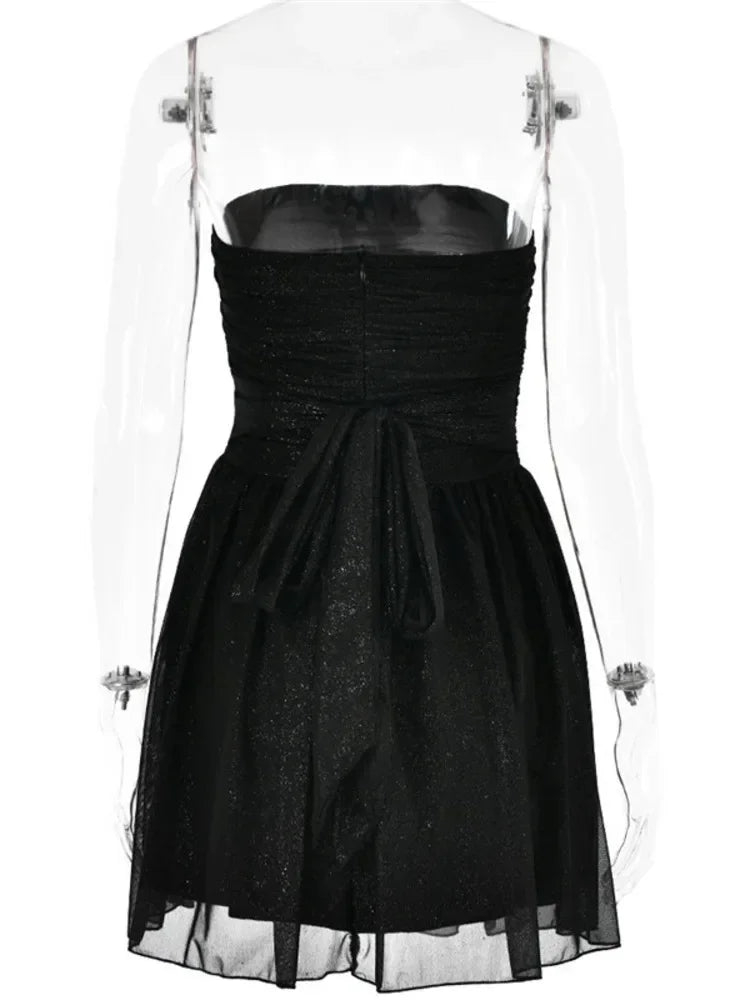 Elegant Black Off-Shoulder Mini Dress with Sequins for Parties - Image 6