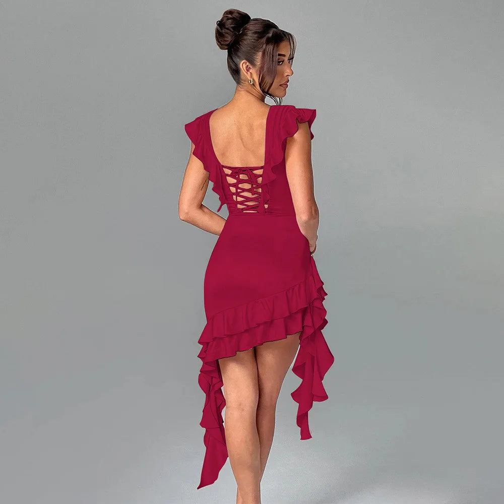 Elegant Backless V Neck Sleeveless Mini Dress for Parties - Image 5
