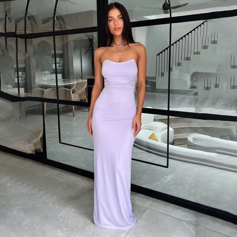 Strapless Backless Lace-Up Maxi Dress for Summer Parties - Image 5