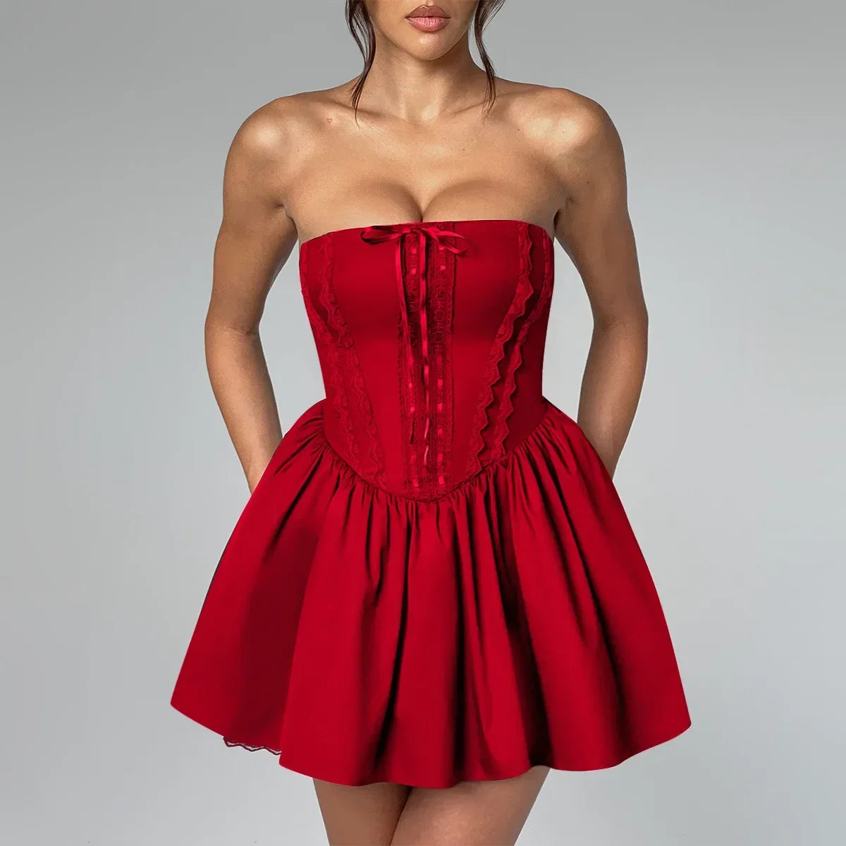 Elegant Lace Tulle Mini Party Dress for Women - Image 7