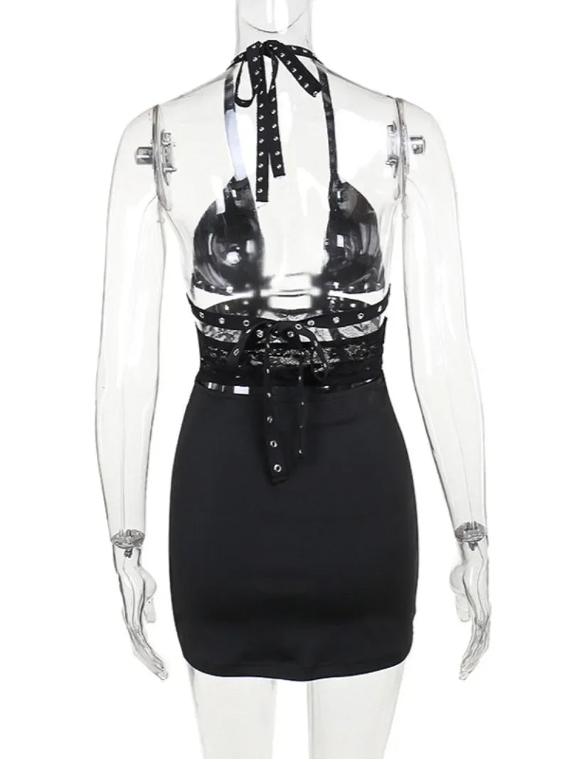 Black Hollow Out Bodycon Mini Dress for Night Out - Image 5