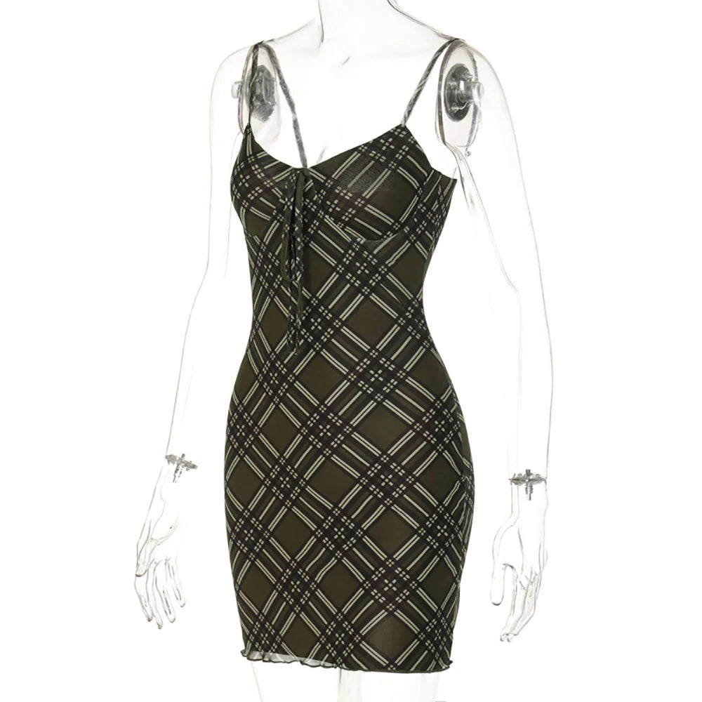 Vintage V-Neck Double Layer Mesh Mini Dress - Y2K Style - Image 5