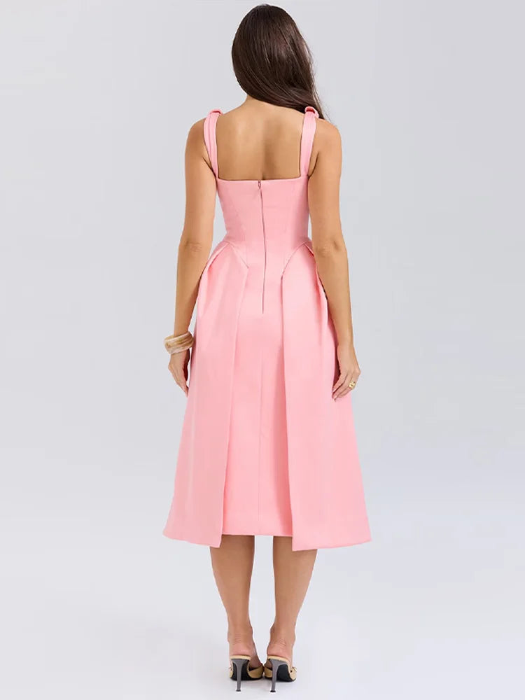 Stylish Backless V-Neck Pleated Dress with Pockets - Image 7