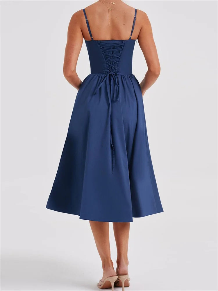 Elegant Summer Midi Dress for Women - Backless & Sleeveless - Image 5