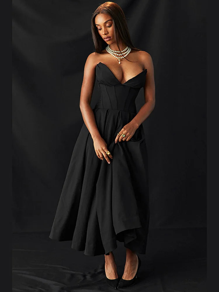Elegant Spring Fishbone Waist Swing Dress for Women - Image 4