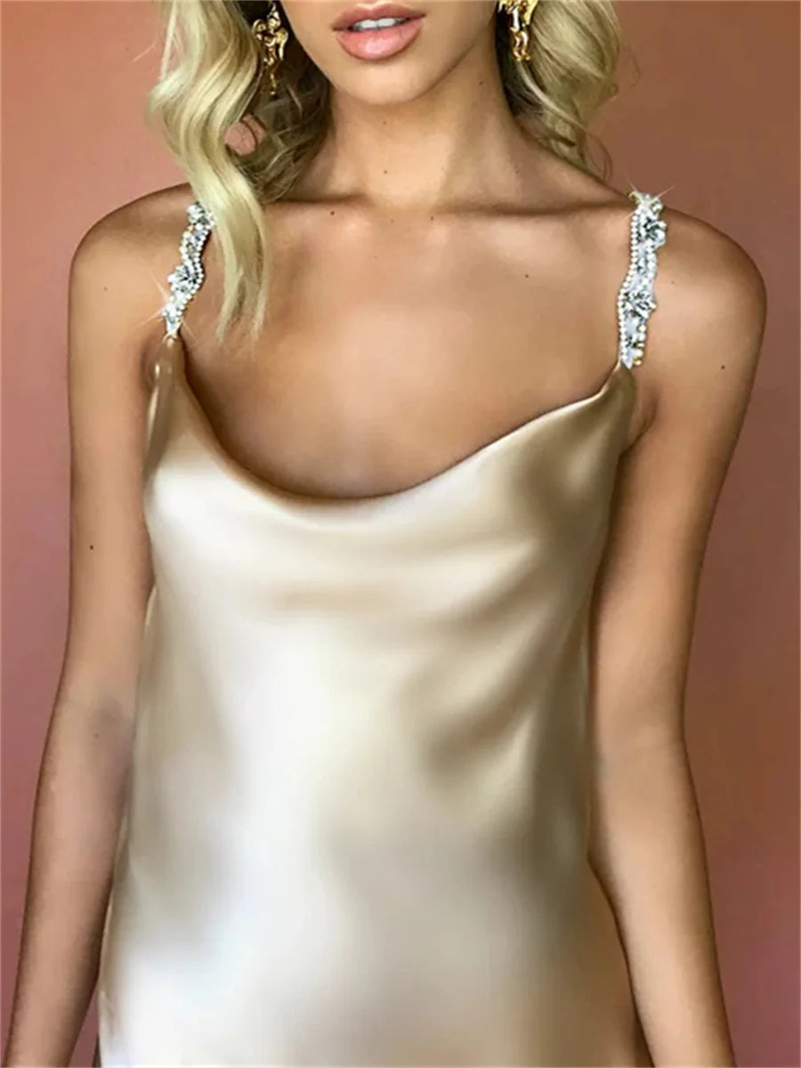 Elegant Backless Tie-Up Satin Maxi Dress for Women - Image 3