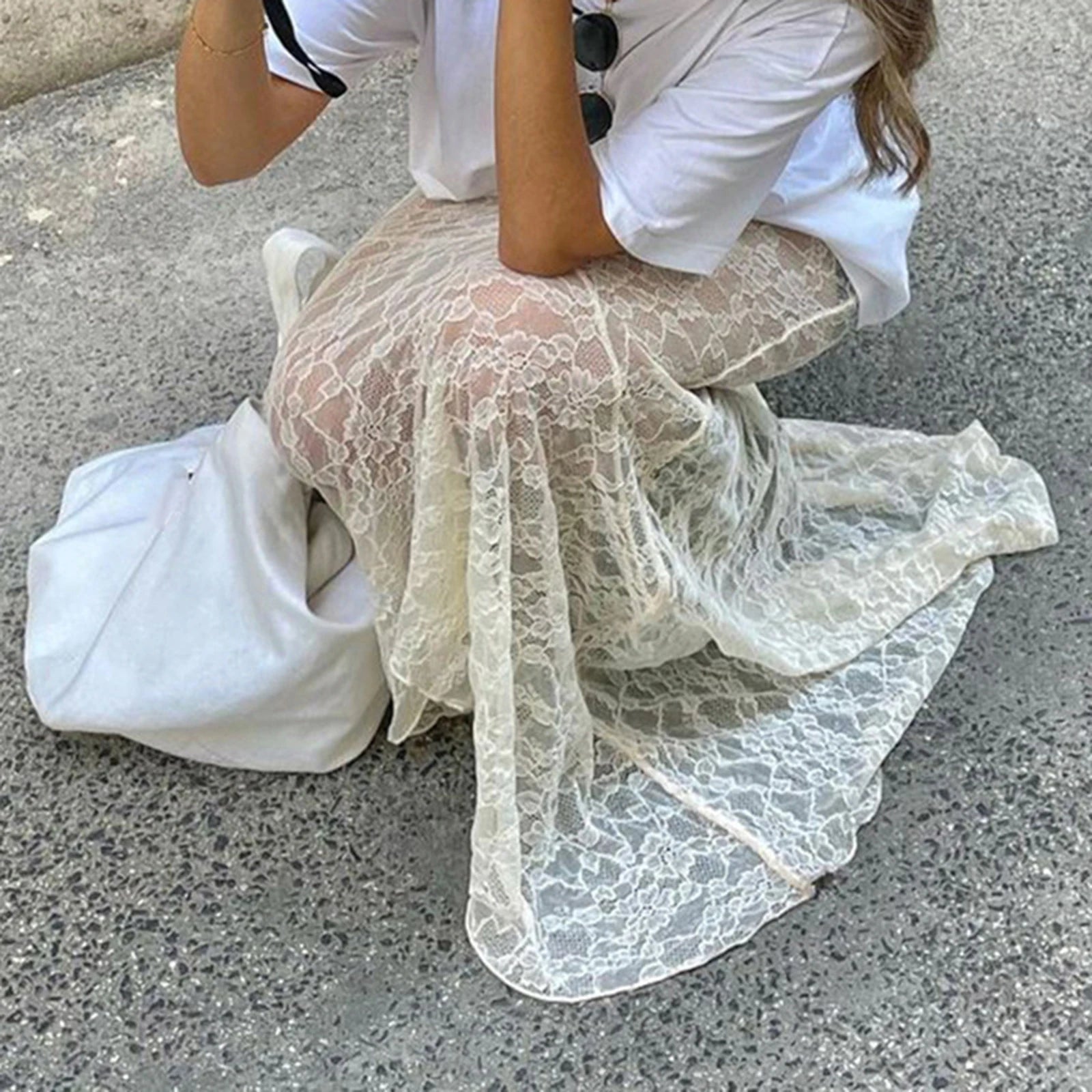 Women's Floral Lace Fishtail Skirt for Summer Style - Image 6