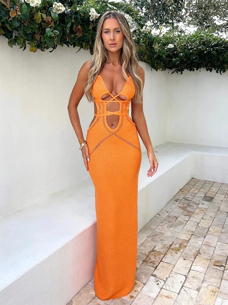 Hollow Out Spaghetti Strap Maxi Dress for Nightlife - Image 3