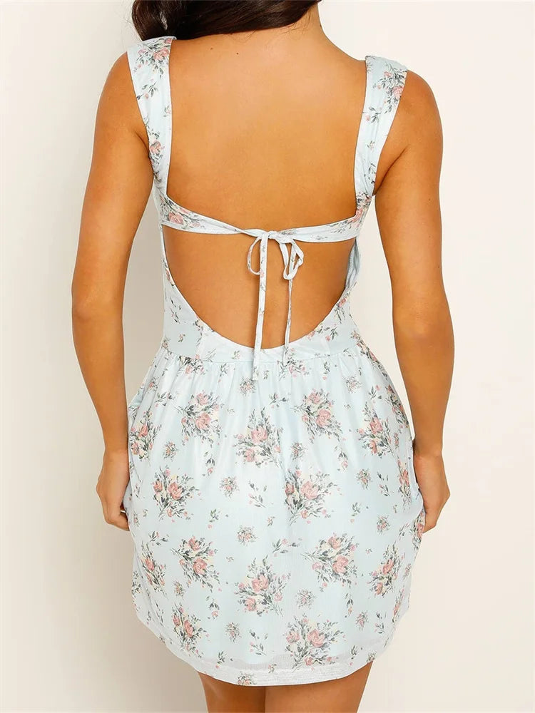 Retro Floral Print A-Line Mini Dress for Women - Image 3