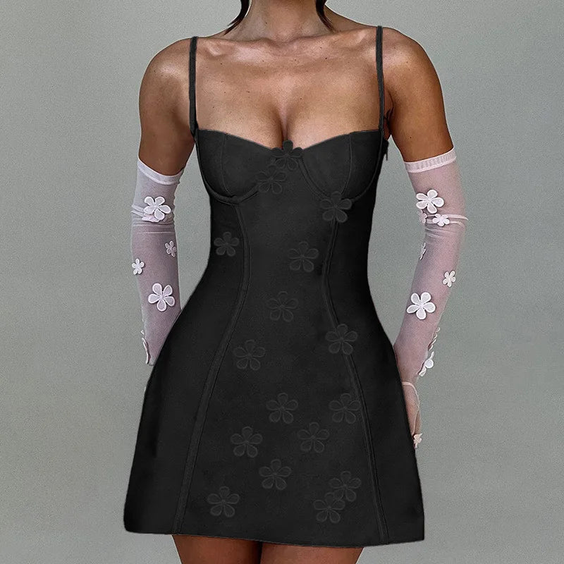 Elegant Backless White Flower Mini Summer Dress for Women - Image 4