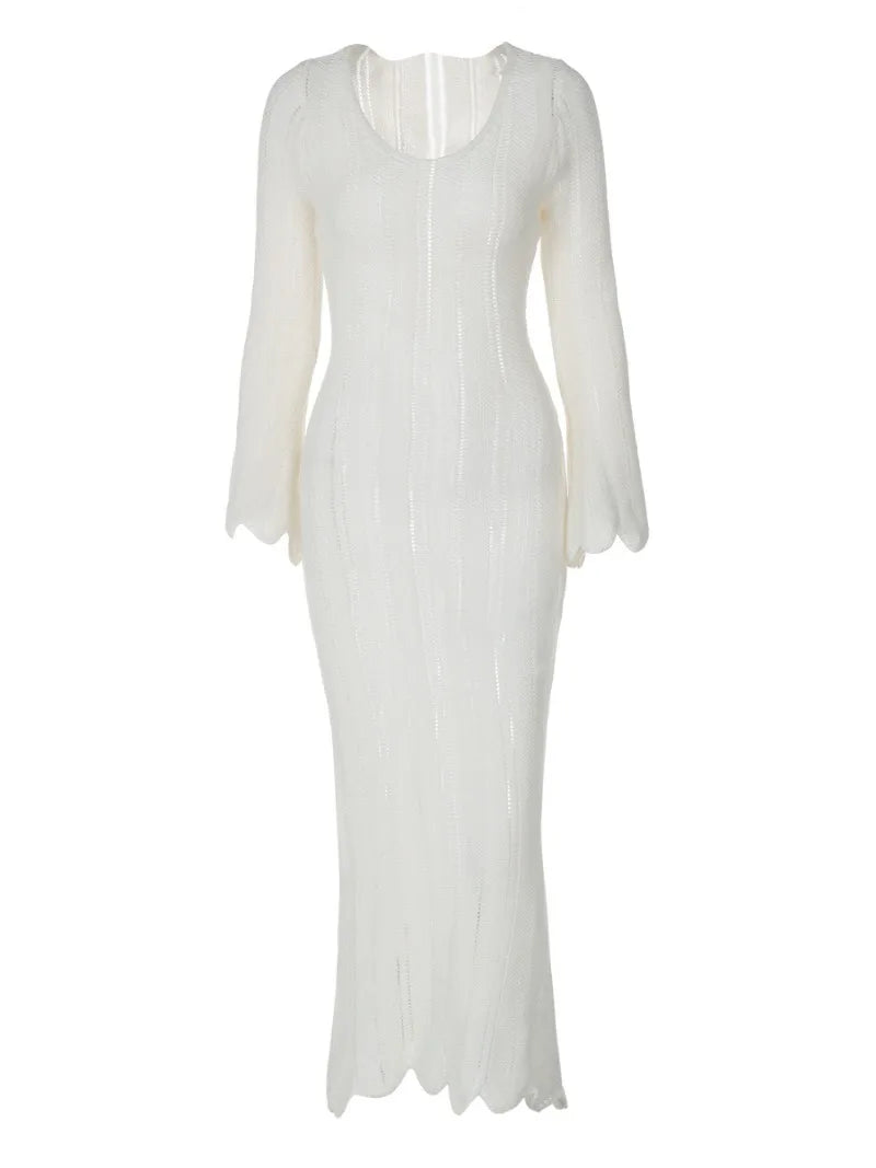 Elegant High Waist Maxi Sweater Dress for Women - Image 5