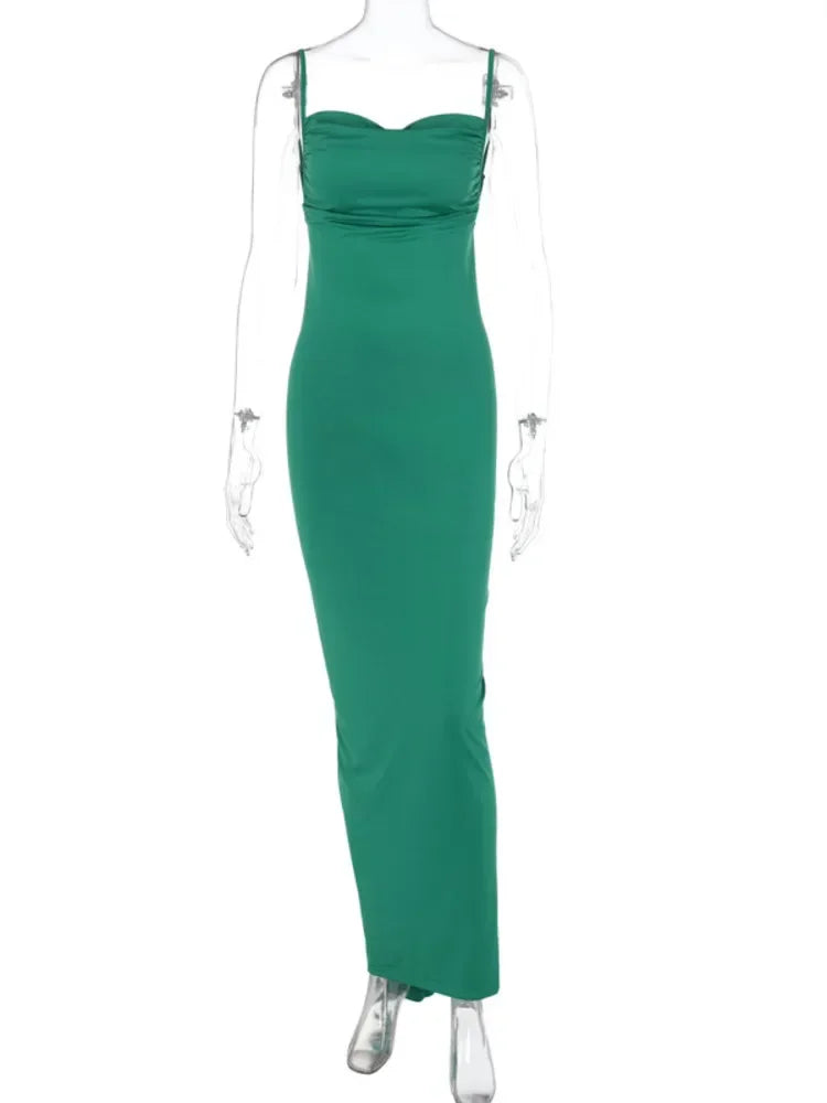 Backless Ruched Maxi Dress - Sleek Sleeveless Bodycon Gown - Image 9